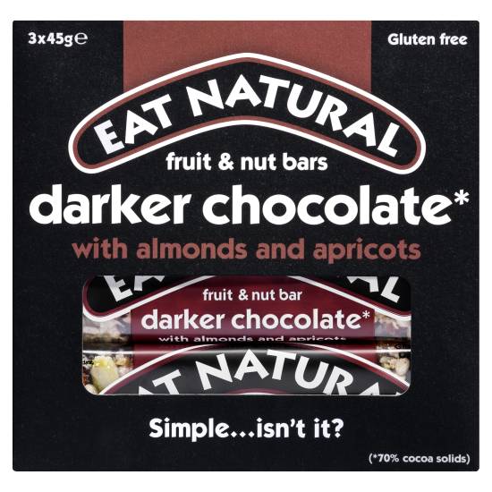 Eat Natural Fruit & Nut Bars Darker Chocolate With Almonds and Apricots 3 X 45g