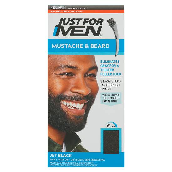 Just For Men M-60 Jet Black Mustache & Beard Brush-In Color