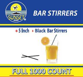 Sunset - Black Bar Stirrers, 5" - 1000 ct (Case of 10)