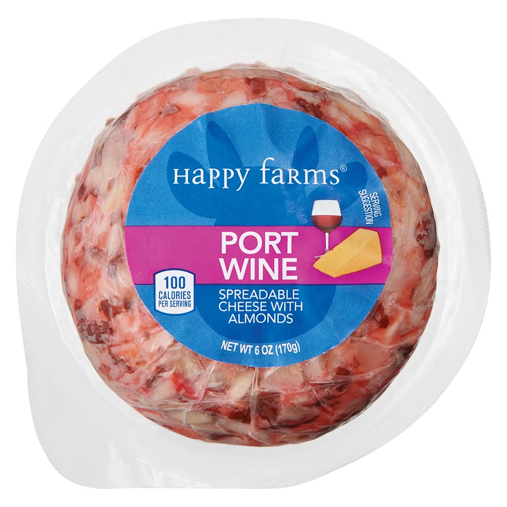 Happy Farms Spreadable Cheese With Almonds, Port Wine (6 oz)
