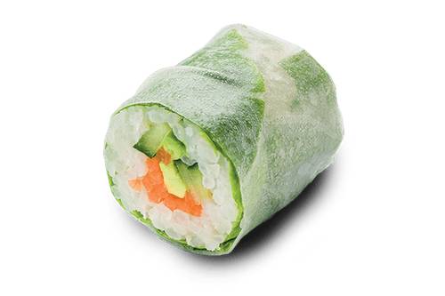 Green roll Veggie, Salade, Concombre, Avocat, Coriande, Menthe et Sauce Spicy Mayo