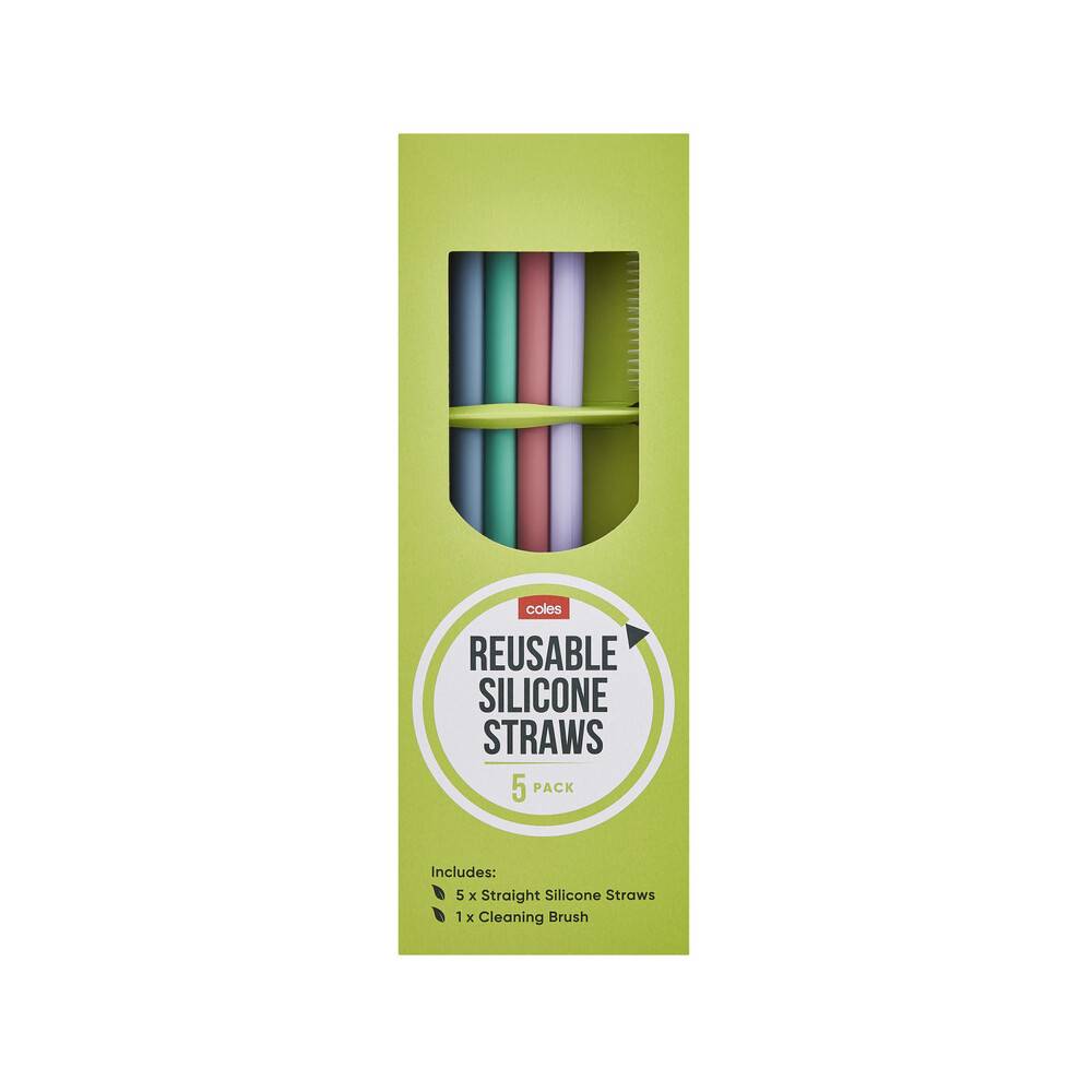 Coles Silicone Straight Straws (5ct)