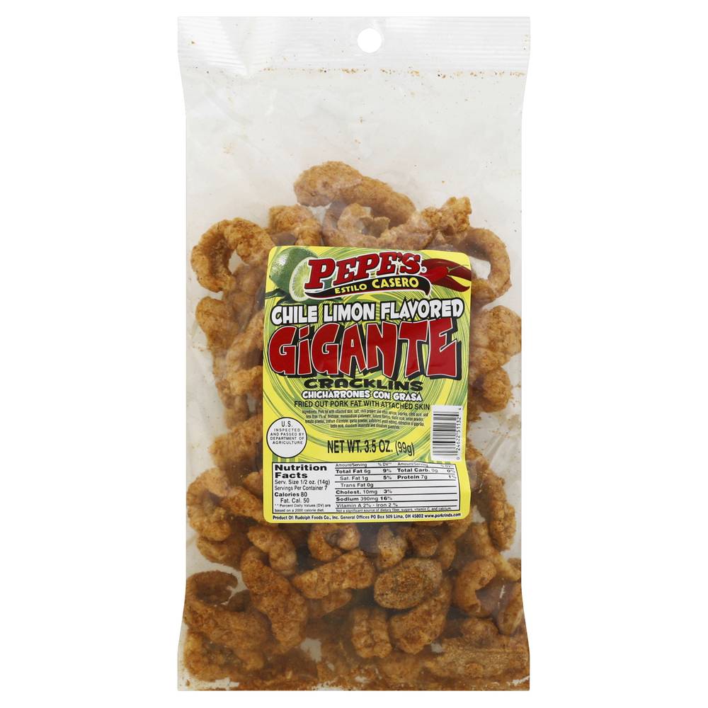 Pepe's Chile Limon Flavored Giant Cracklins (3.5 oz)