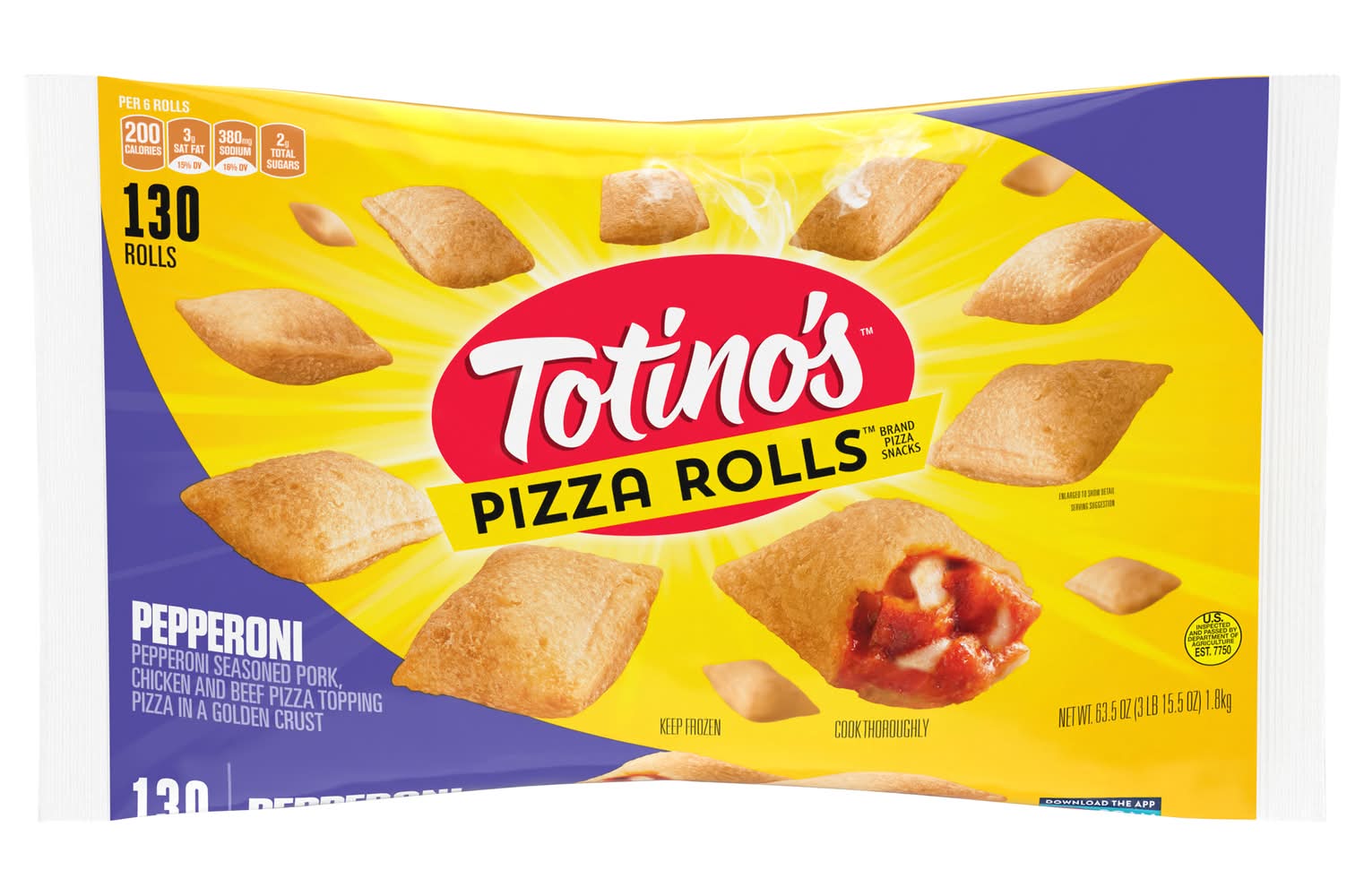 Totino's Pizza Rolls Snacks, Pepperoni (63.5 oz, 130 ct)
