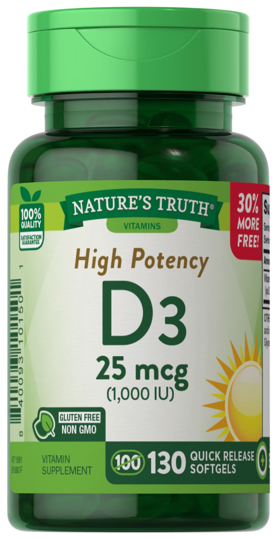 Nature's Truth High Potency Vitamin D3 1000 Iu Gluten Free (1.9 oz)