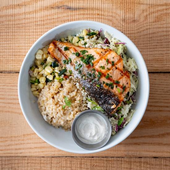 california bowl with grilled salmon