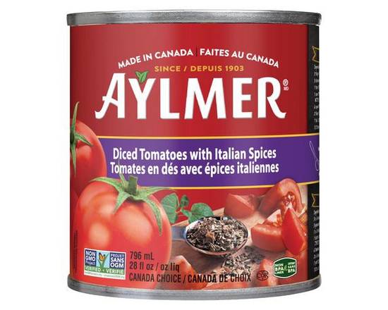 Aylmer · Tomates en dés avec épices italiennes (796 ml) - Italian spiced diced tomatoes (796 mL)
