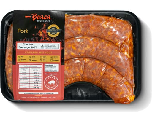Braza Prime Pork Hot Chorizo Per Kg