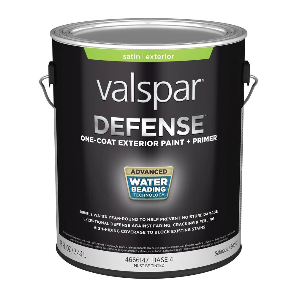 Valspar Defense Satin Base 4 Tintable Latex Exterior Paint + Primer (1-Gallon) | 007.4666147.007