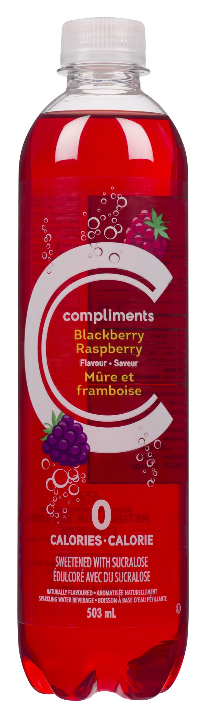 Compliments Sparkling Water, Black Raspberry (503 ml)