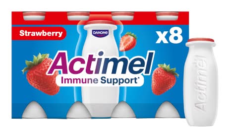 Actimel Strawberry, Immune Support Yogurt Drink (8 x 100g)