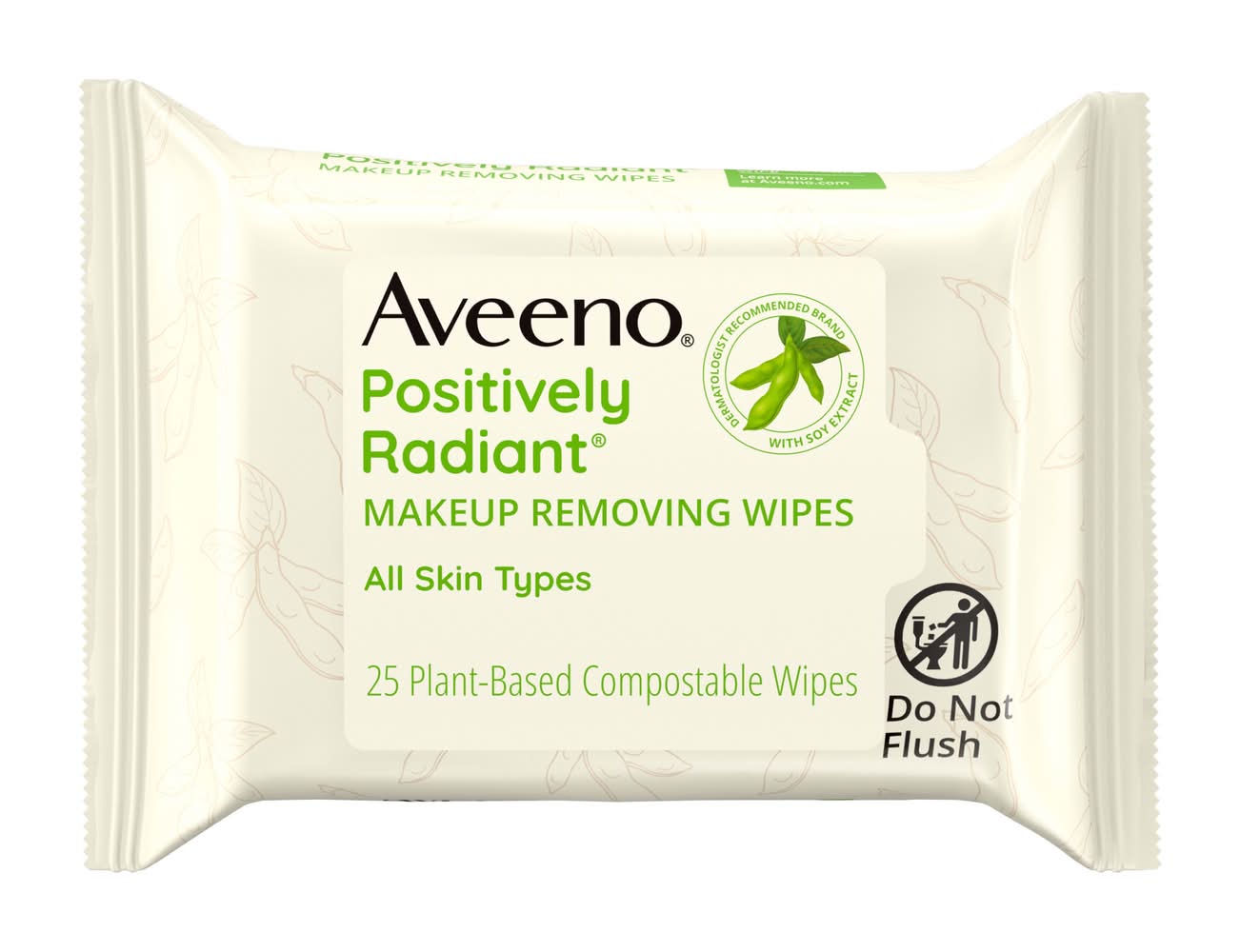 Aveeno Positively Radiant Makeup Removing Wipes, 7.2x6.4 in (25 ct)