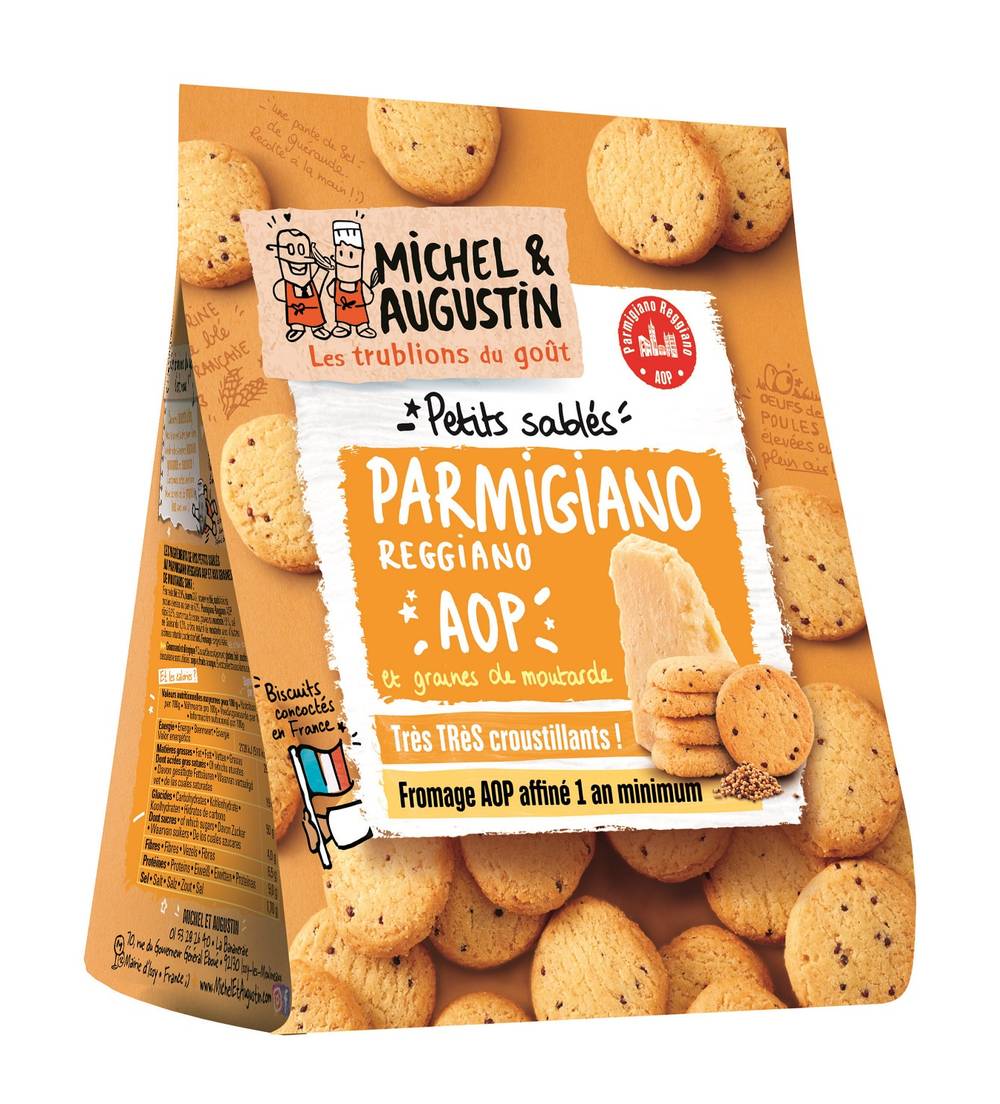 Michel et Augustin - Sablés apéritif au parmigiano aop et graines de moutarde (100g)
