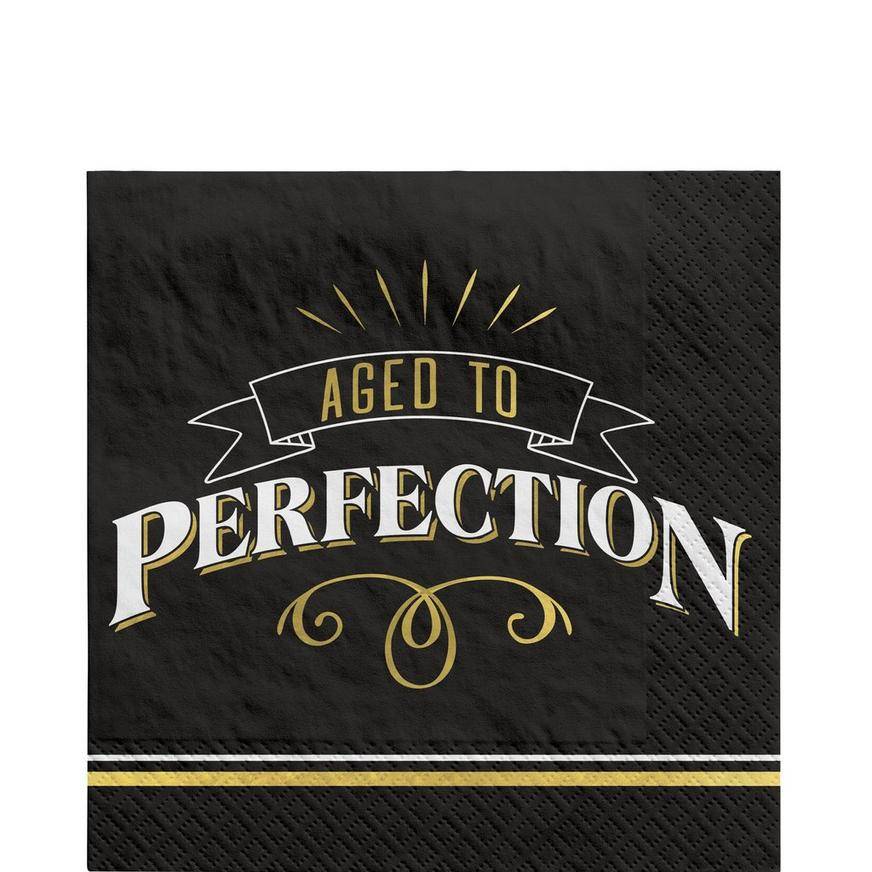 Black Gold Aged to Perfection Birthday Paper Lunch Napkins, 6.5in, 16ct - Better With Age