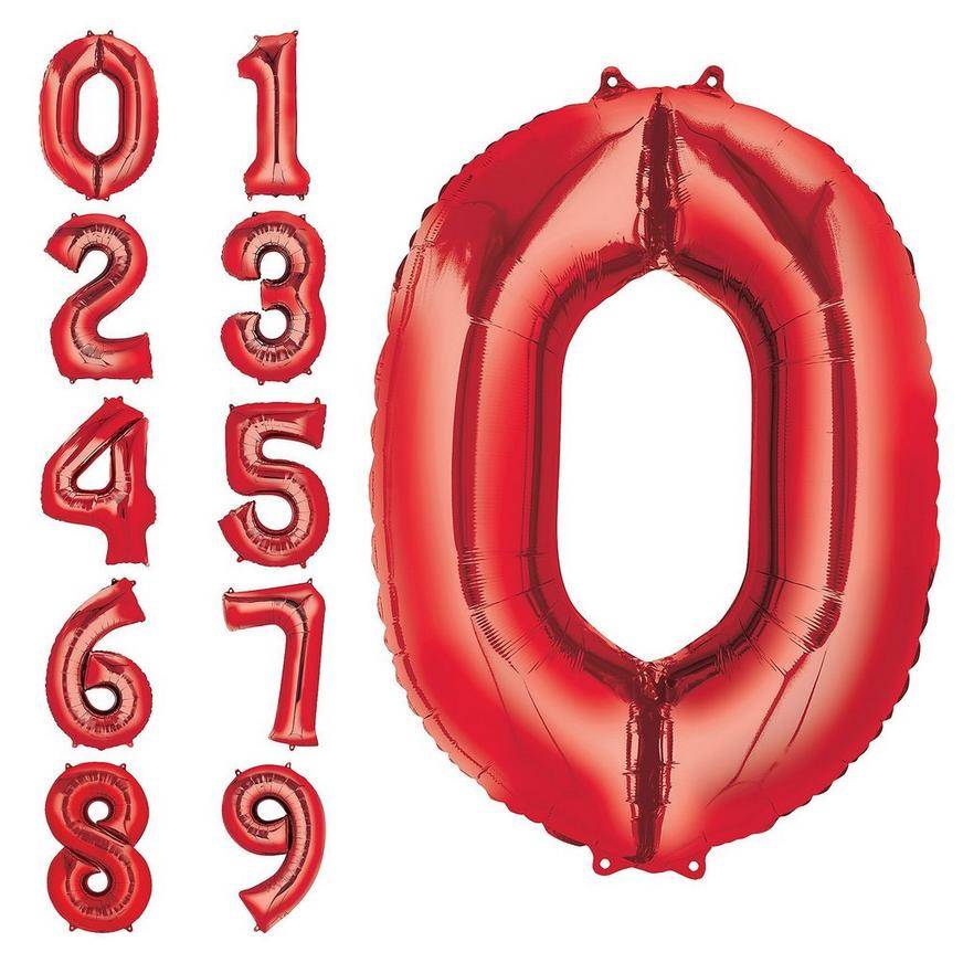 Uninflated 34in Red Number Balloon (0)
