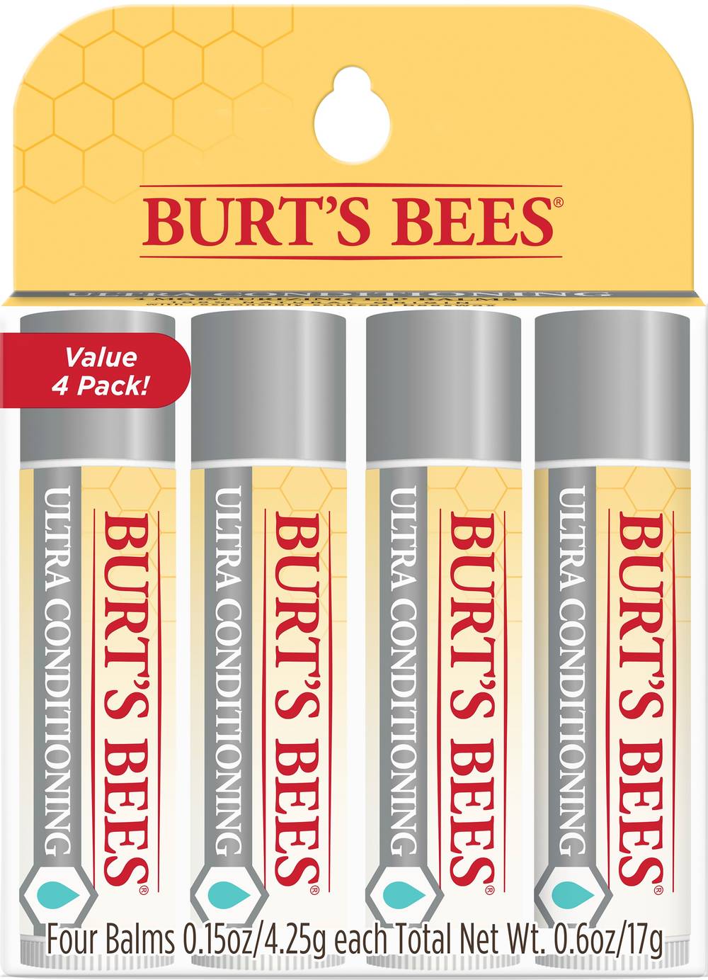 Burts Bees 100% Natural Origin Moisturizing Lip Balm (4 tubes)