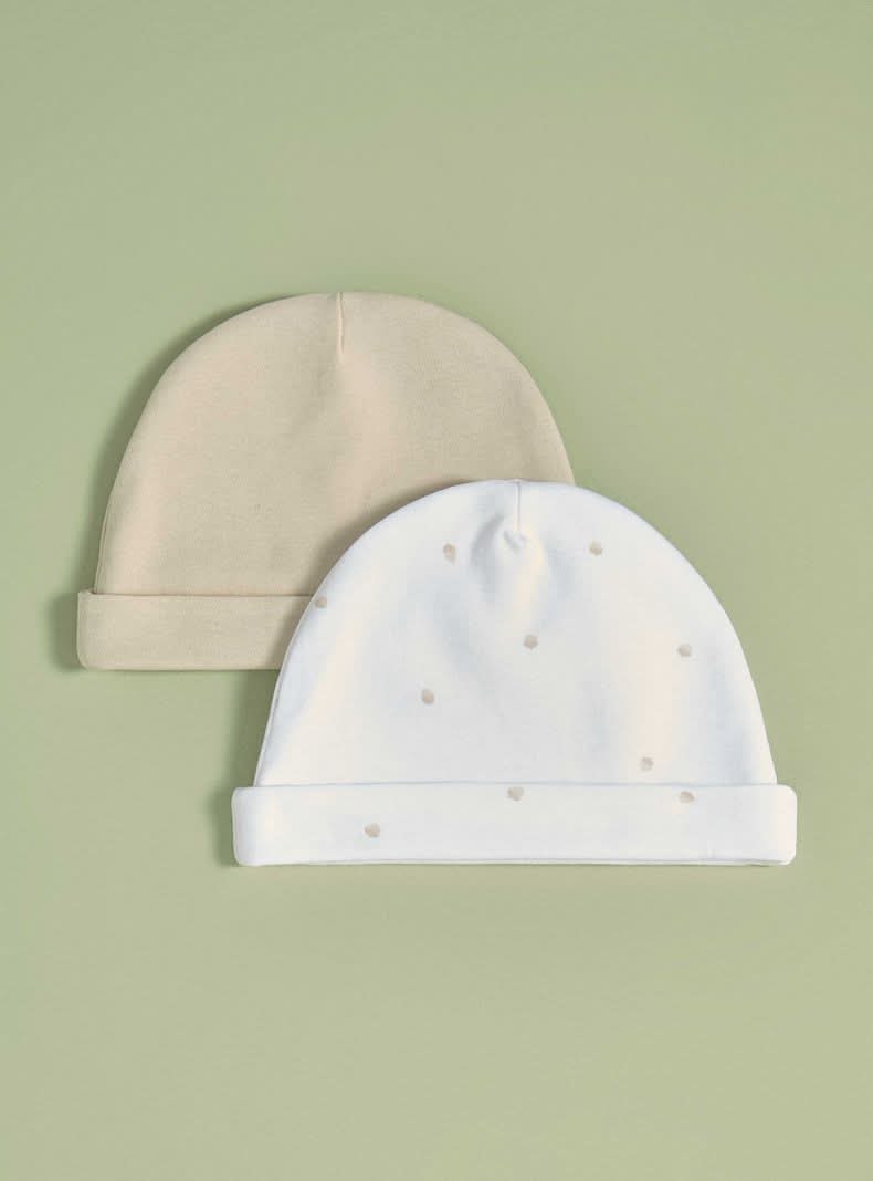 Tribu Accesorio Gorro Bipack Uno Estampado y Otro Liso crema talla única