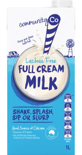Community Co Lactose Free Full Cream Milk (1L)