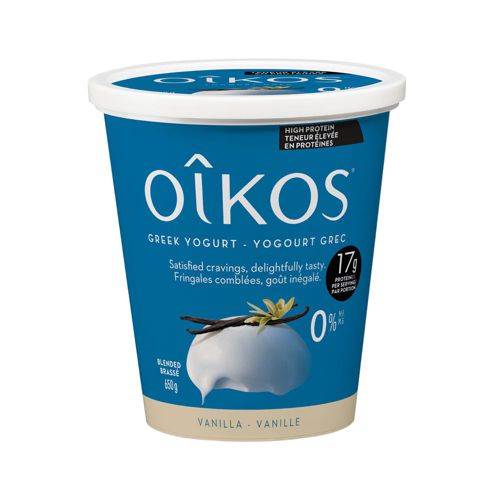 Oikos yogourt grec à la vanille riche en protéines - high protein vanilla greek yogurt 0% (650 g)
