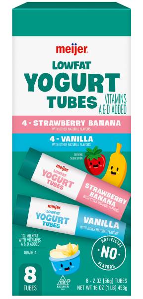 Meijer Low Fat Yogurt Tubes, Strawberry Banana-Vanilla (16 oz, 8 ct)
