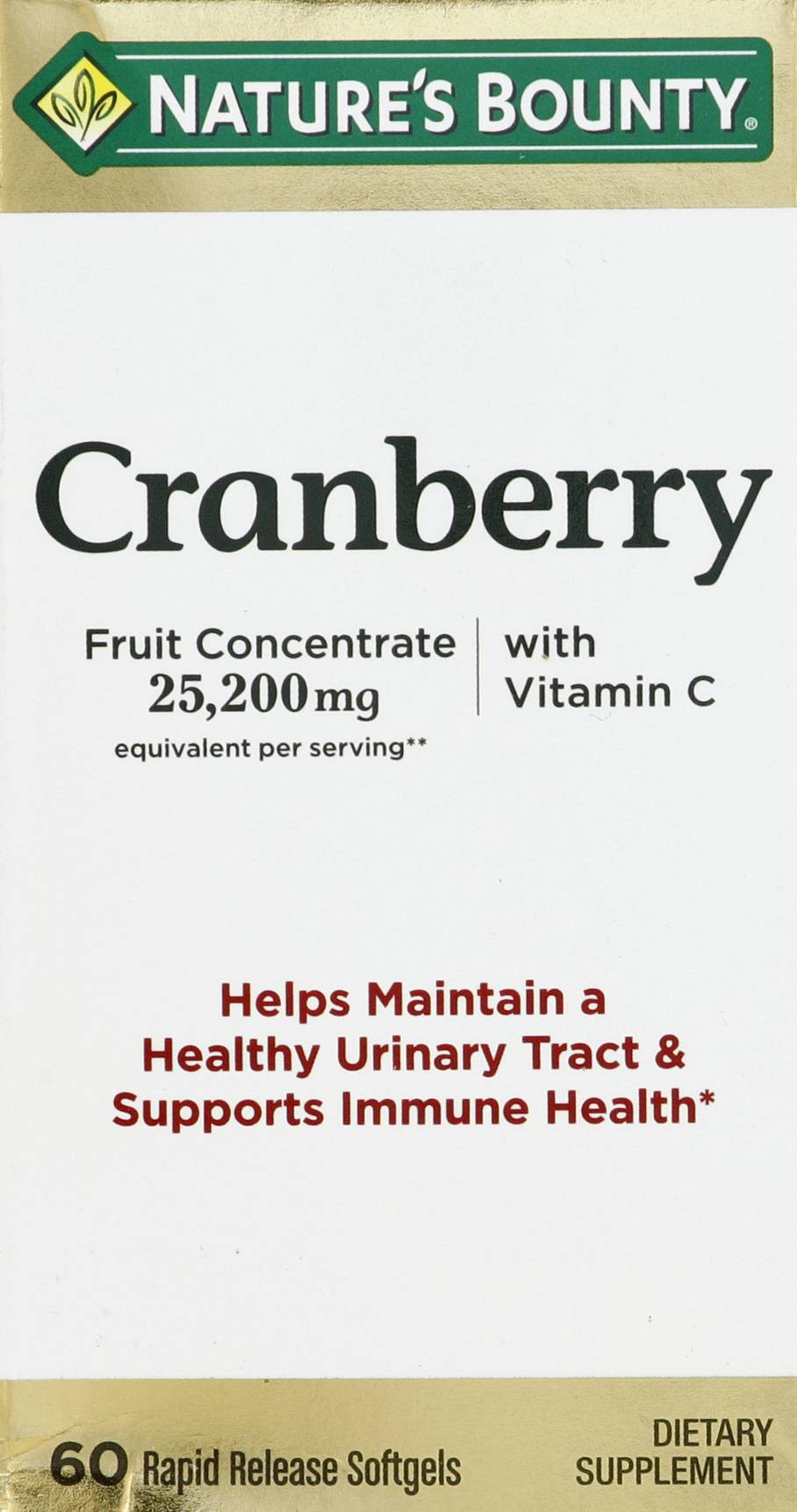 Nature's Bounty Cranberry With Vitamin C Rapid Release Softgels (72.2 g)