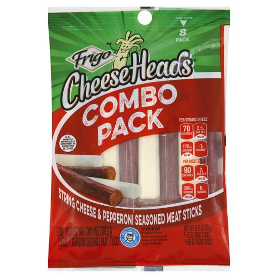 Frigo Cheese Heads Combo pack With Pepperoni Meat Sticks (8 ct)