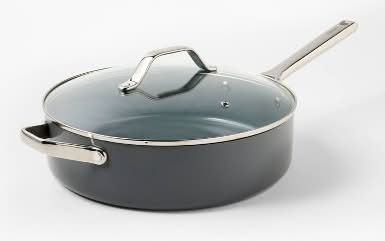 Figmint Nonstick Ceramic Coated Aluminum Saute Pan 5 Qt, Dark Gray