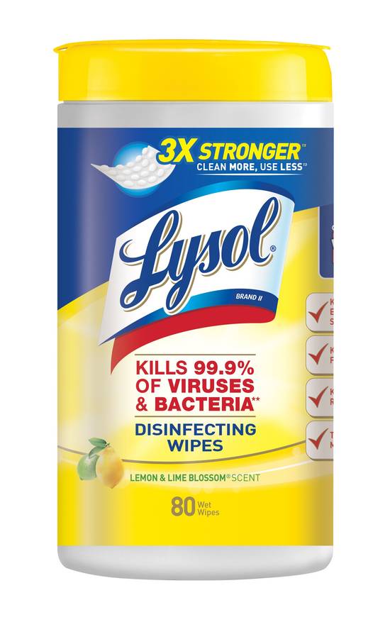 Lysol Disinfecting Wipes Lemon and Lime Blossom, 80 ct