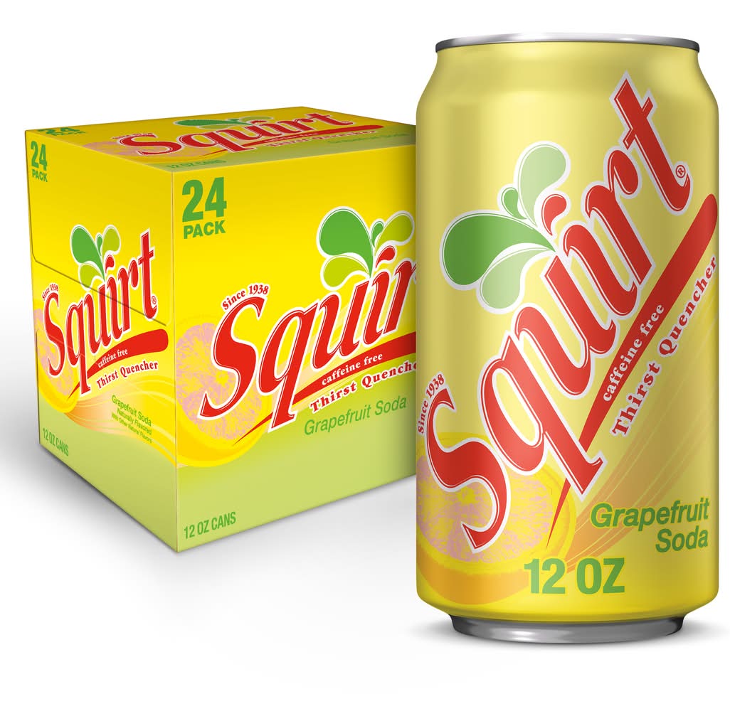 Squirt Caffeine Free Soda, Grapefruit (24 x 12 oz)