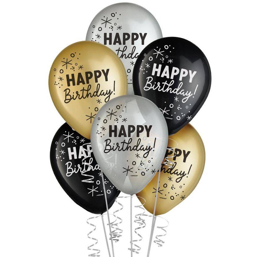 Party City Happy Birthday Latex Balloons, 11in, Multi (5 ct)