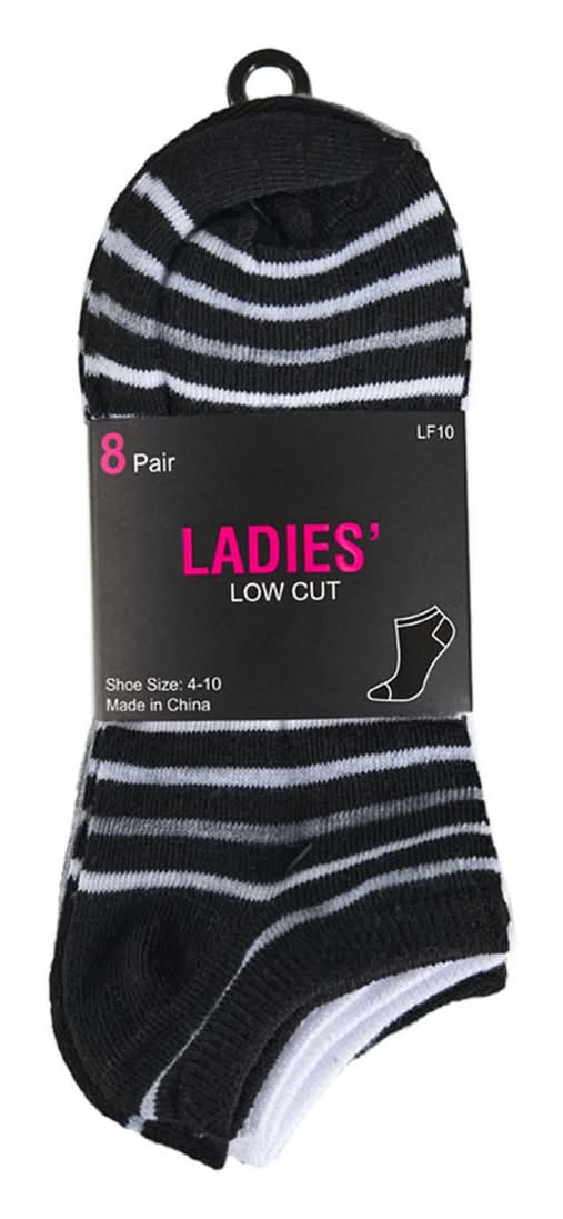 Ladies' Low Cut Socks 8 Ct Assorted Patterns