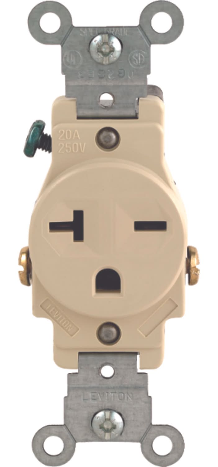 Leviton 20 Amps 250 V Single Ivory Outlet 6-20R 1 Pk