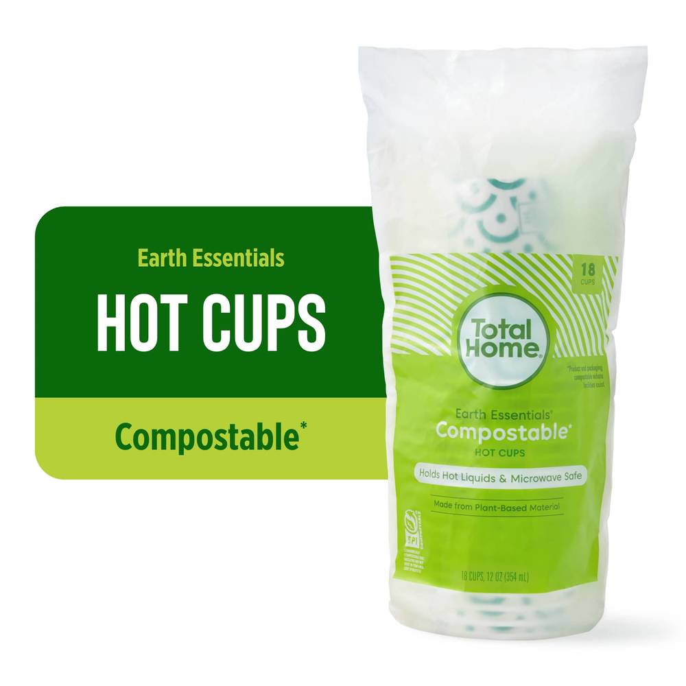 Total Home Earth Essentials Compostable Hot Cups