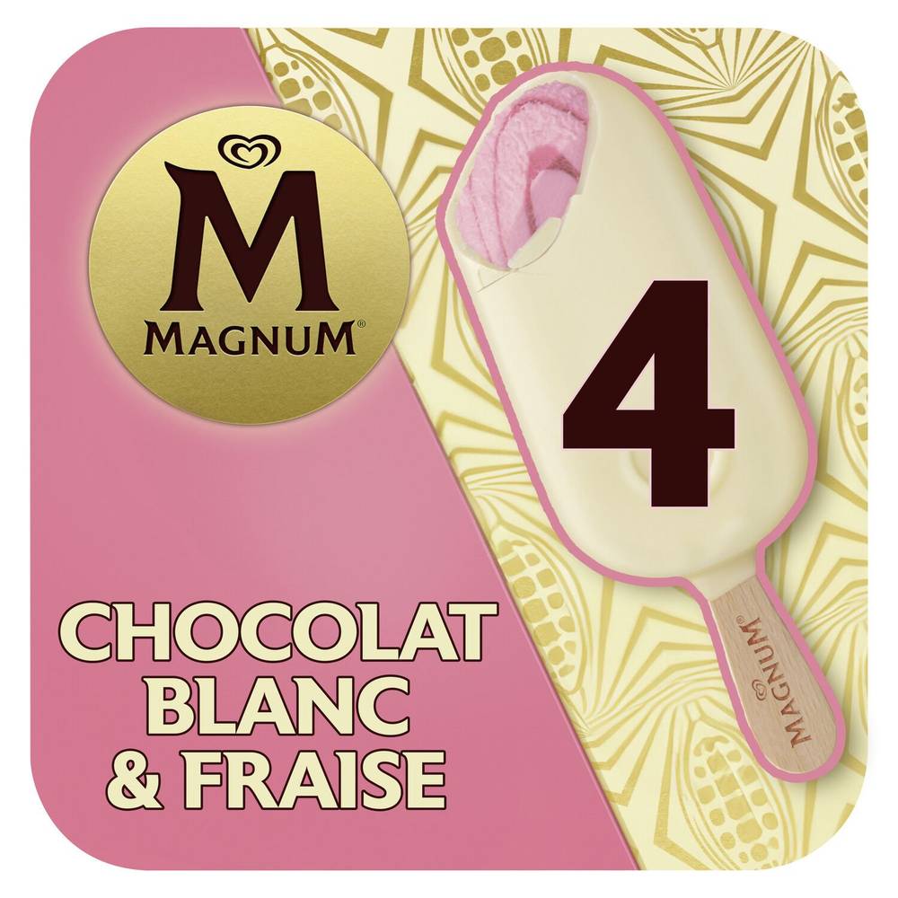 Magnum - Glace bâtonnet (chocolat blanc - fraise)