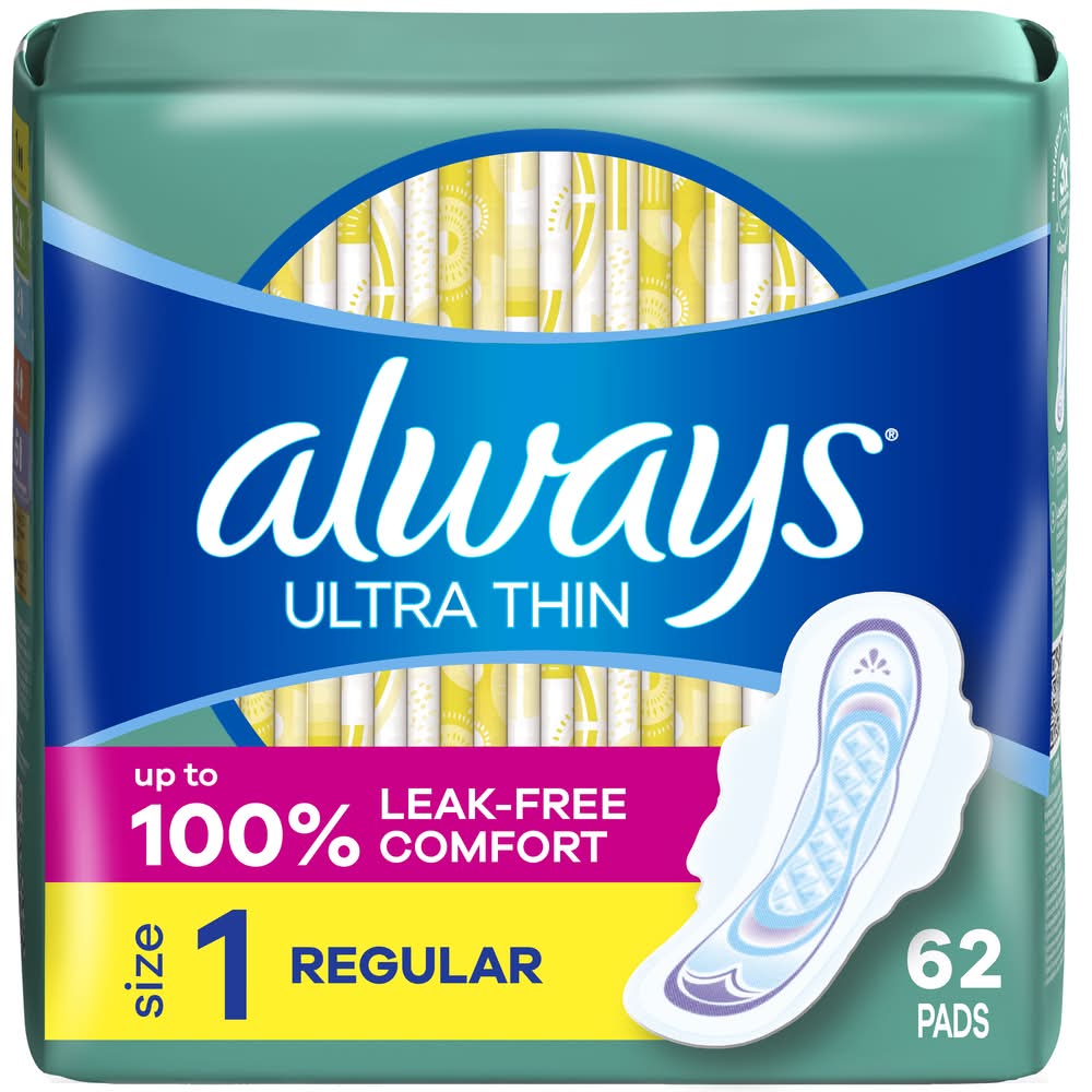 Always Ultra Thin Pads With Wings (62 ct)