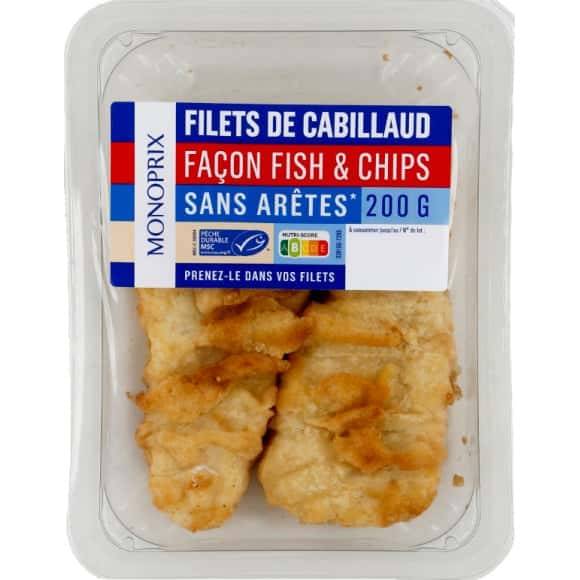 Monoprix Filets De Cabillaud Fish&Chips Sans Aretes Le Lot De 2X 100G