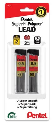 Pentel Mechanical Pencil Lead Refill, 0.5MM (2 ct)