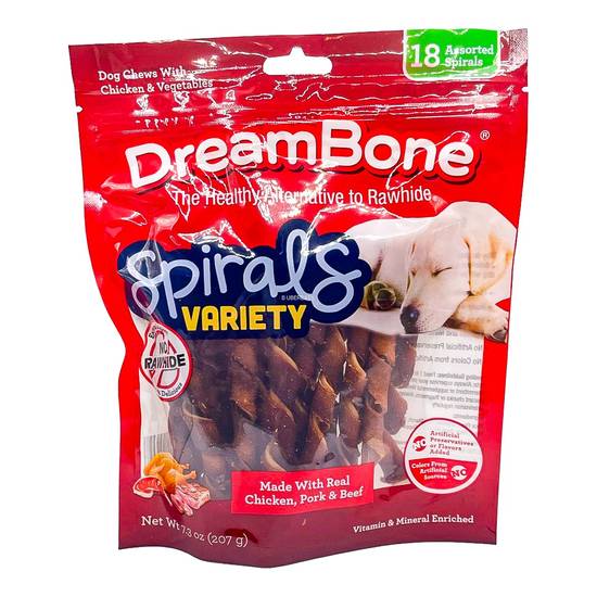 Dreambone Spirals Dog Treats (beef, pork and chicken)