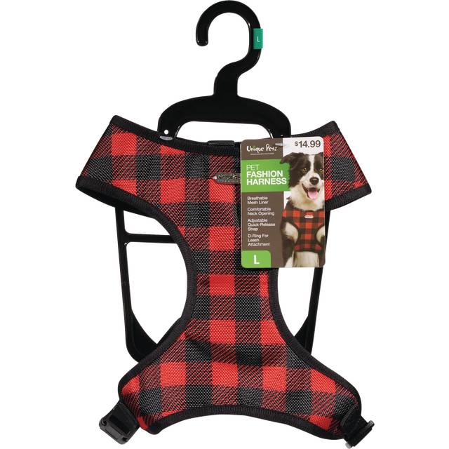 Unique Petz Red Buffalo Plaid Harness,Assorted Sizes, 1 ct