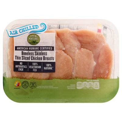 Open Nature All Natural Thin Sliced Boneless Skinless Chicken Breast - 1 Lb