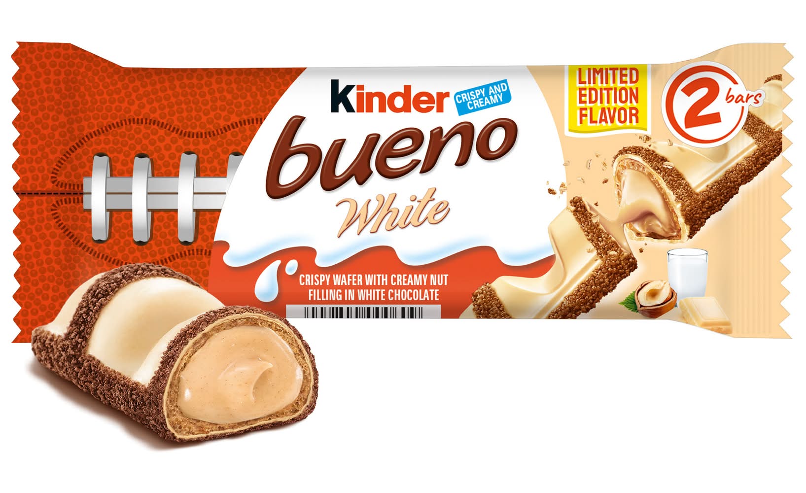 Kinder Bueno White Crispy Wafer With Creamy Nut Bars (1.4 oz)
