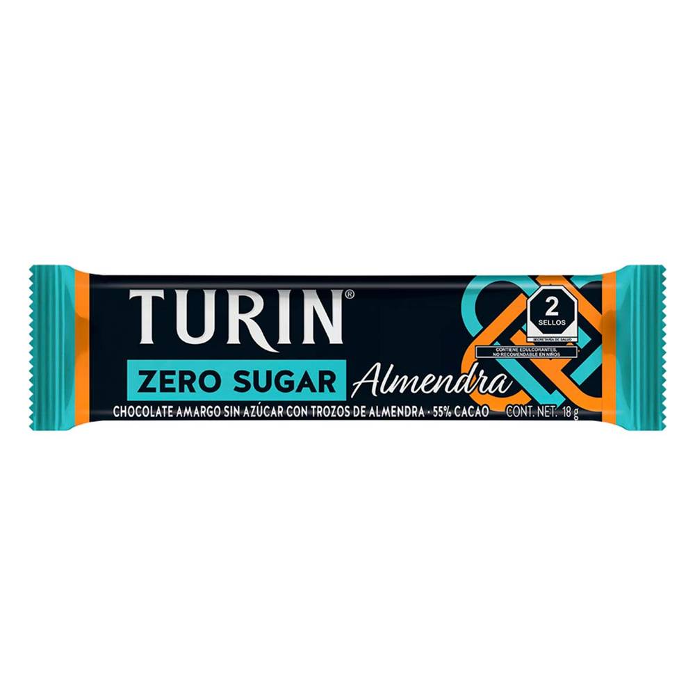 Turin · Chocolate zero sugar con almendra (18 g)