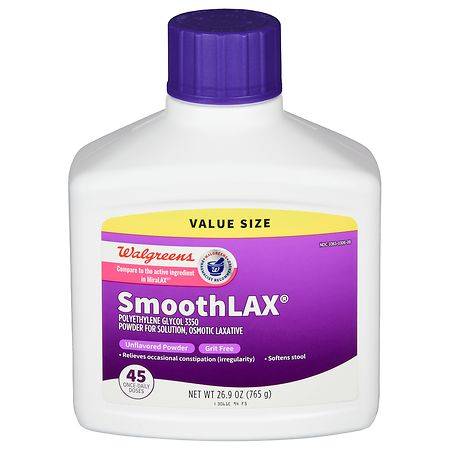 Walgreens Smoothlax Polyethylene Glycol 3350 Powder For Solution Laxative