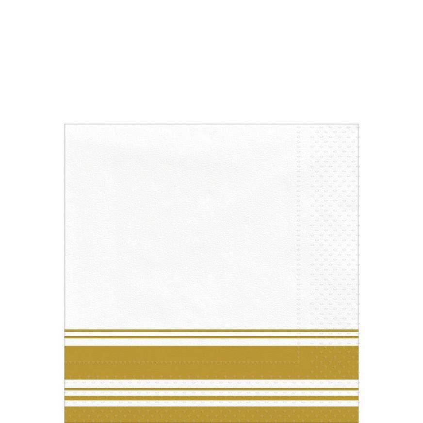 Party City Striped Border Premium Paper Beverage Napkins (gold)