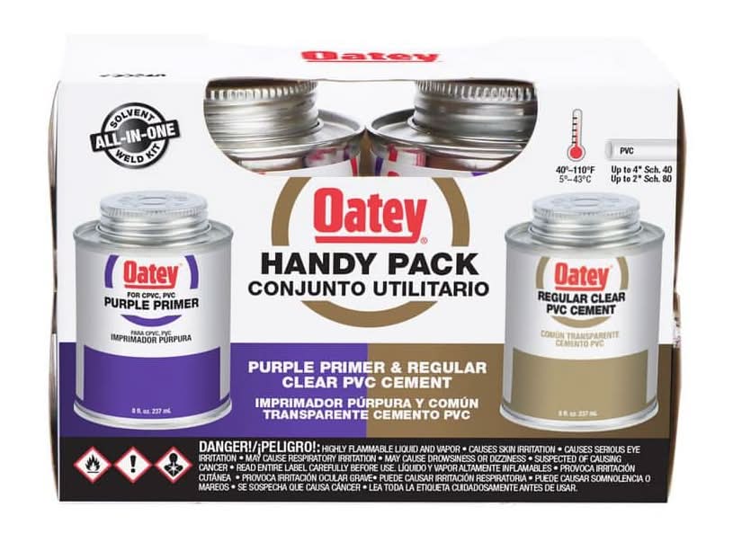 Oatey 8 Oz. Purple Cpvc And Pvc Primer And Regular Clear Pvc Cement Combo Pack