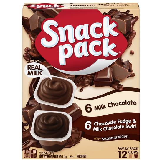 Snack pack Milk Chocolate Fudge & Milk Chocolate Swirl Pudding Family pack