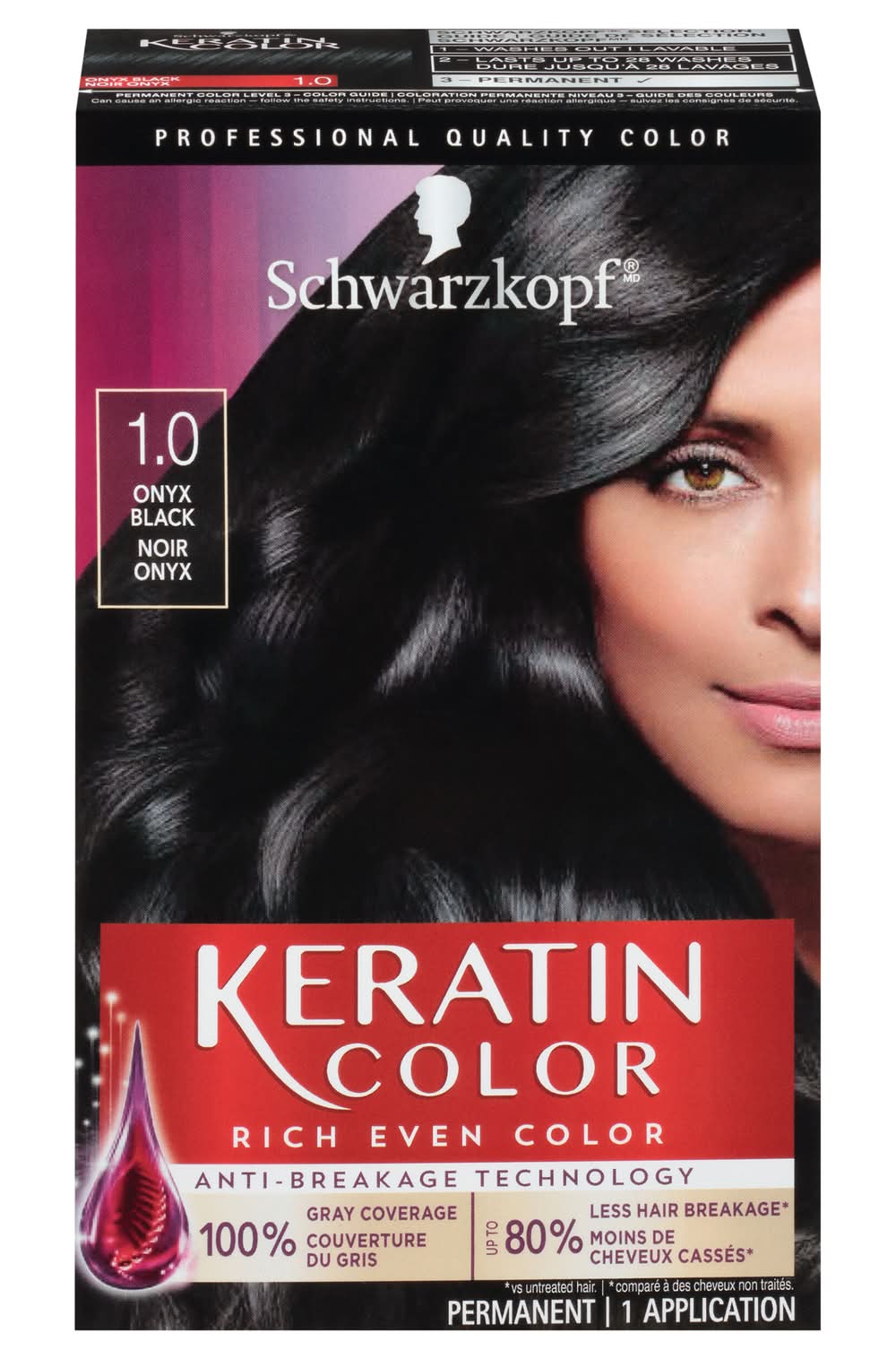 Schwarzkopf 1.0 Onyx Black Keratin Permanent Hair Color (2.1 oz)