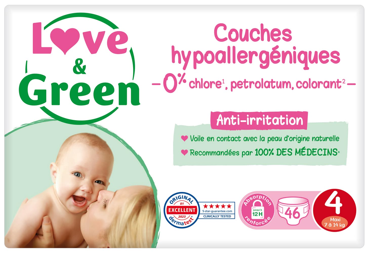 Love & Green - Couches sensitives et écologiques taille 4 (1,42kg)