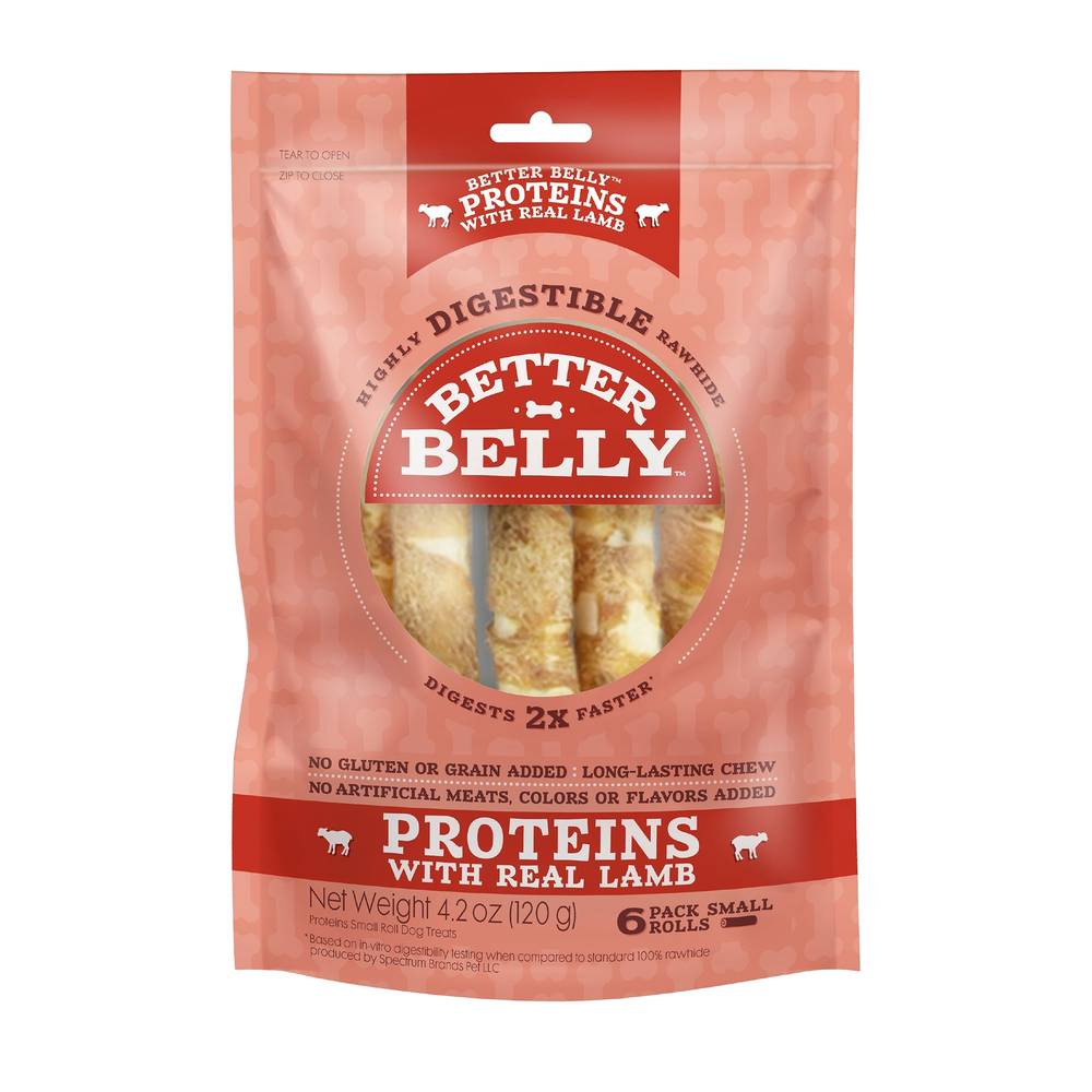 Better Belly Proteins Rawhide Small Dog Treats - Real Lamb (Flavor: Lamb, Size: 6 Count)