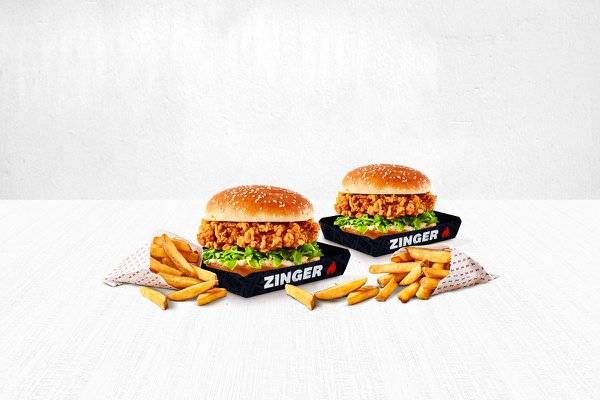 2 Zinger Burgers & 2 Fries